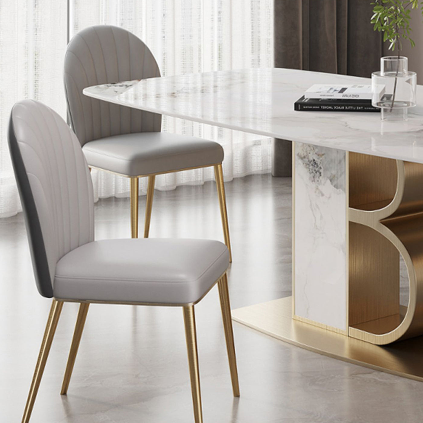 Minimalist Dining Set 1/4/5/6/7 Pcs Sintered Stone Dining Table with Upholstered Chairs Clearhalo 'Dining Room Sets' 'Dining Tables & Seating' 'dining_room_set' 'furn' 'furn_dining_room_set' 'Furniture' 'Kitchen & Dining Furniture' 5635127