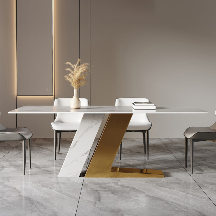 Glam Dining Table Set 1/4/5/7 Pcs Rectangle Dining Table with Wingback Chairs Clearhalo 'Dining Room Sets' 'Dining Tables & Seating' 'dining_room_set' 'furn' 'furn_dining_room_set' 'Furniture' 'Kitchen & Dining Furniture' 5635152