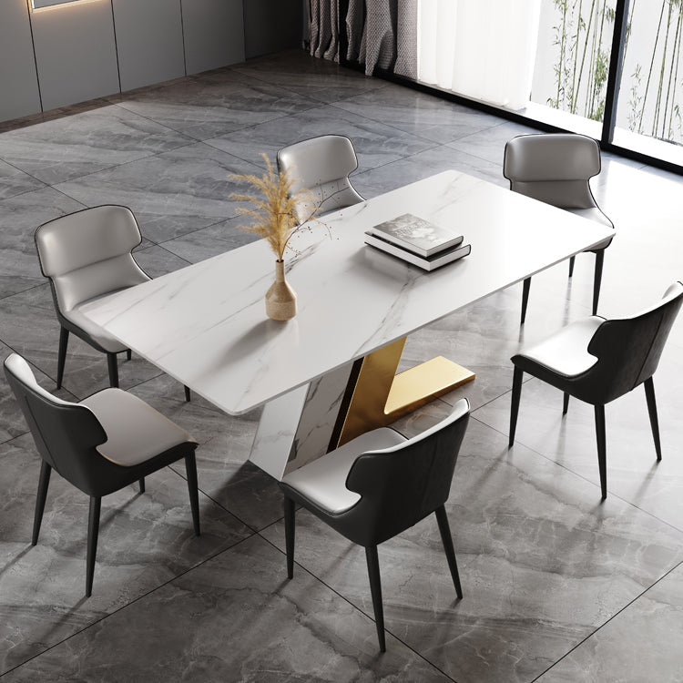 Glam Dining Table Set 1/4/5/7 Pcs Rectangle Dining Table with Wingback Chairs Clearhalo 'Dining Room Sets' 'Dining Tables & Seating' 'dining_room_set' 'furn' 'furn_dining_room_set' 'Furniture' 'Kitchen & Dining Furniture' 5635160