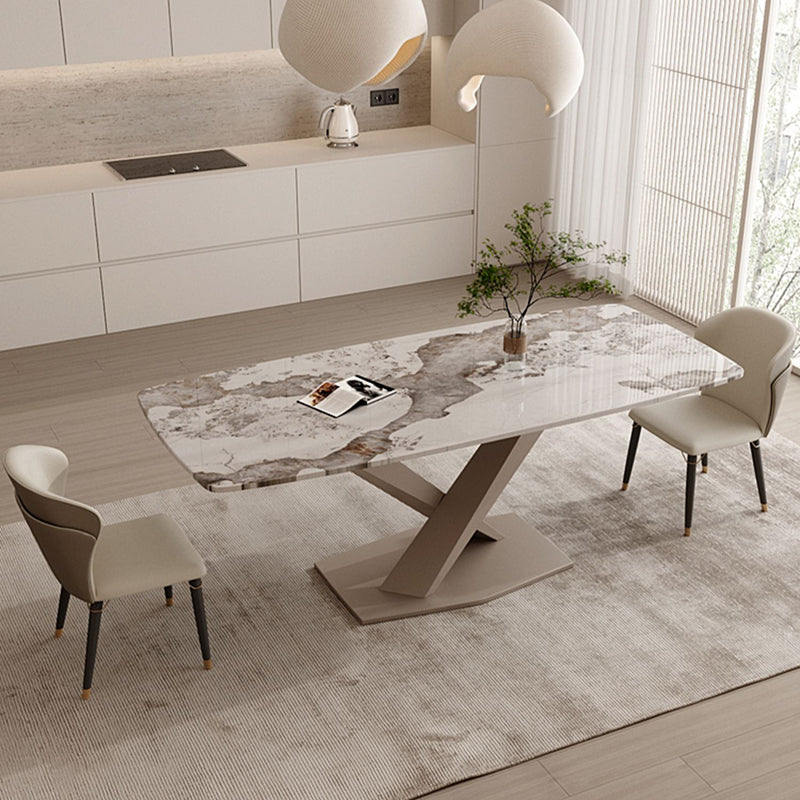 Glam Dining Set 1/3/4 Pcs Gold Rectangle Dining Table with Upholstered Chairs 3 Pieces: Table, 2 Beige Chairs Clearhalo 'Dining Room Sets' 'Dining Tables & Seating' 'dining_room_set' 'furn' 'furn_dining_room_set' 'Furniture' 'Kitchen & Dining Furniture' 5635214
