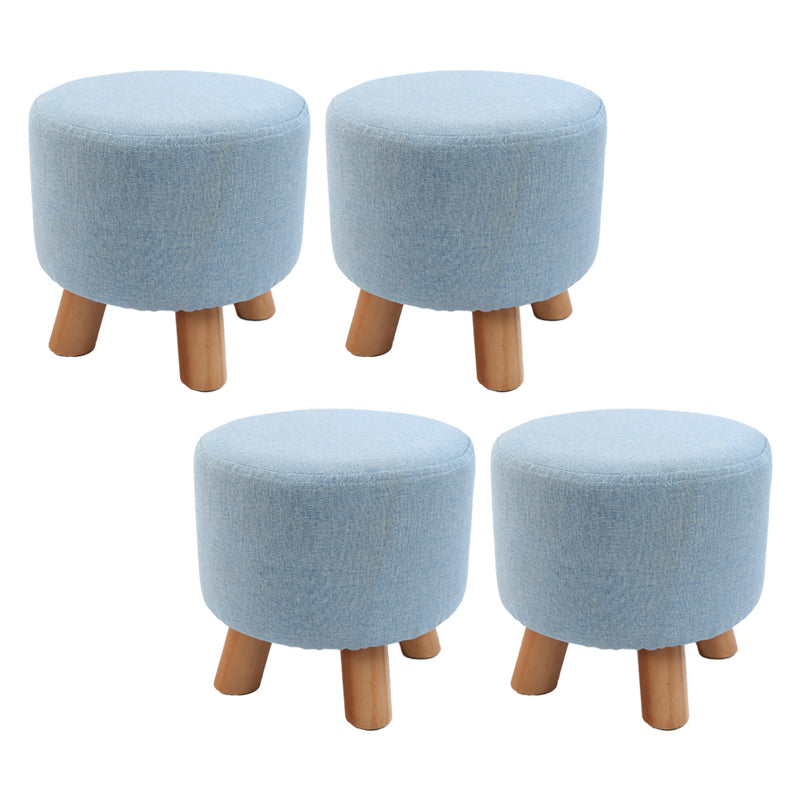 Trendy Cotton Blend Ottoman Plain Round Indoor Footstool Ottoman Light Blue 4 Piece Set Clearhalo 'furn' 'furn_ottomans_poufs' 'Furniture' 'Living Room Furniture' 'Ottomans & Poufs' 'ottomans_poufs' 5635266