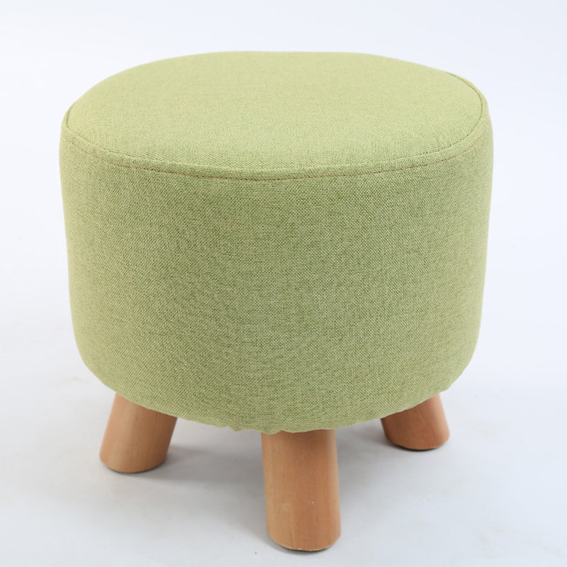 Trendy Cotton Blend Ottoman Plain Round Indoor Footstool Ottoman Pea Green 1 Piece Clearhalo 'furn' 'furn_ottomans_poufs' 'Furniture' 'Living Room Furniture' 'Ottomans & Poufs' 'ottomans_poufs' 5635276