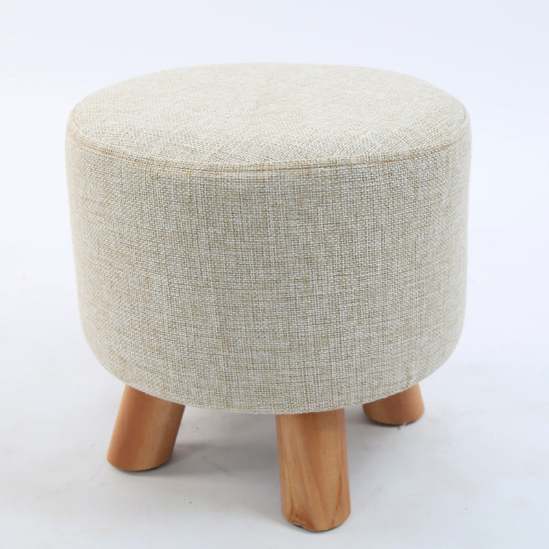 Trendy Cotton Blend Ottoman Plain Round Indoor Footstool Ottoman Off-White 1 Piece Clearhalo 'furn' 'furn_ottomans_poufs' 'Furniture' 'Living Room Furniture' 'Ottomans & Poufs' 'ottomans_poufs' 5635279