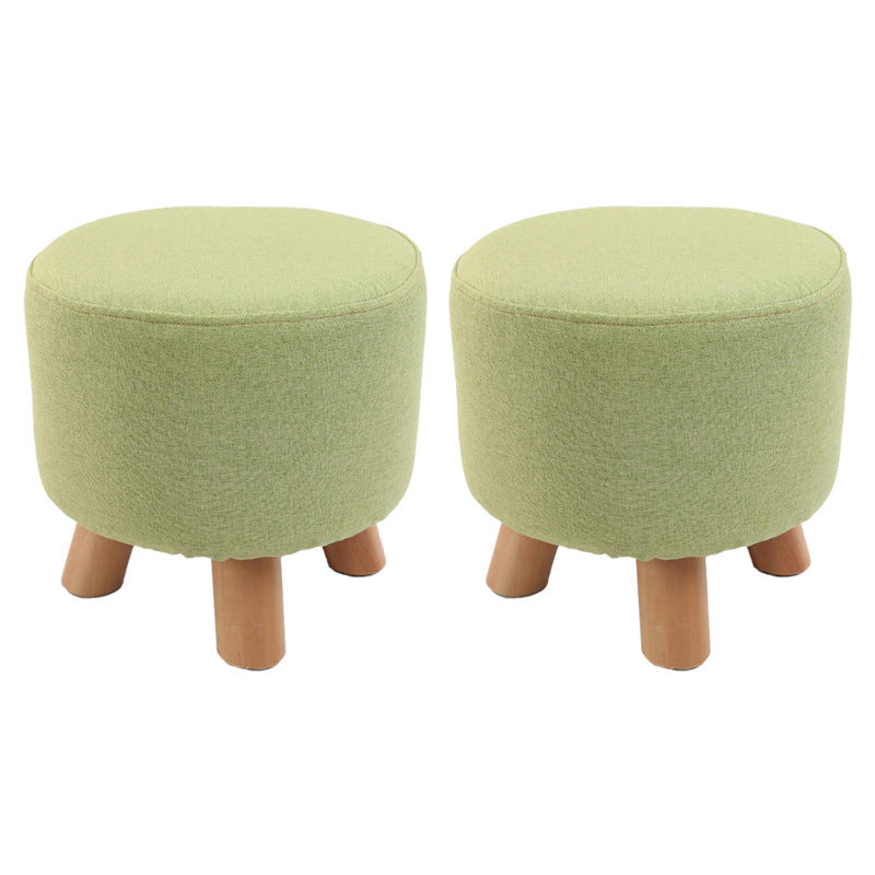 Trendy Cotton Blend Ottoman Plain Round Indoor Footstool Ottoman Pea Green 2 Piece Set Clearhalo 'furn' 'furn_ottomans_poufs' 'Furniture' 'Living Room Furniture' 'Ottomans & Poufs' 'ottomans_poufs' 5635280