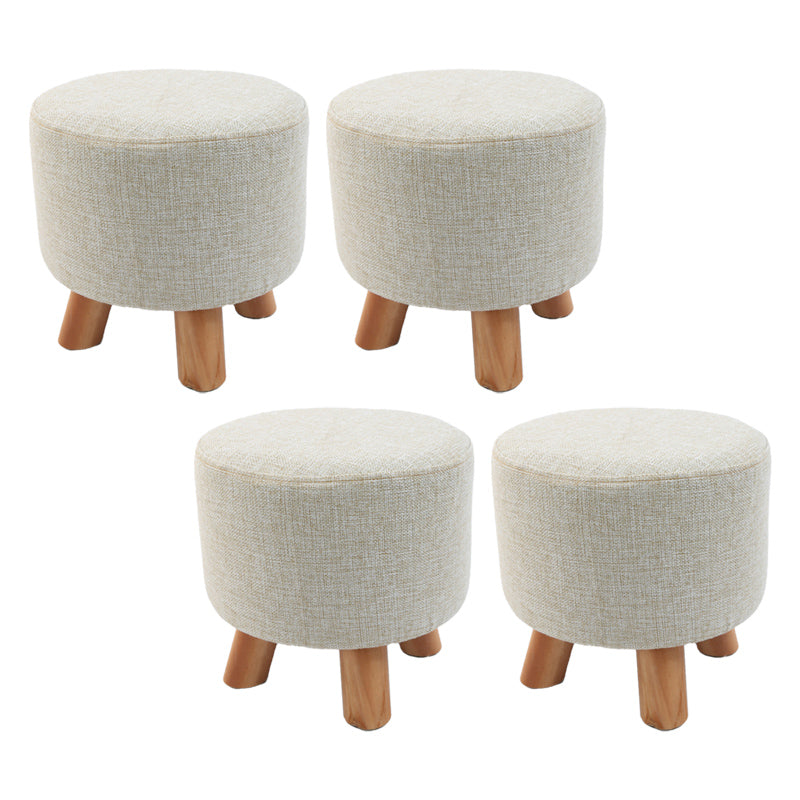 Trendy Cotton Blend Ottoman Plain Round Indoor Footstool Ottoman Off-White 4 Piece Set Clearhalo 'furn' 'furn_ottomans_poufs' 'Furniture' 'Living Room Furniture' 'Ottomans & Poufs' 'ottomans_poufs' 5635284