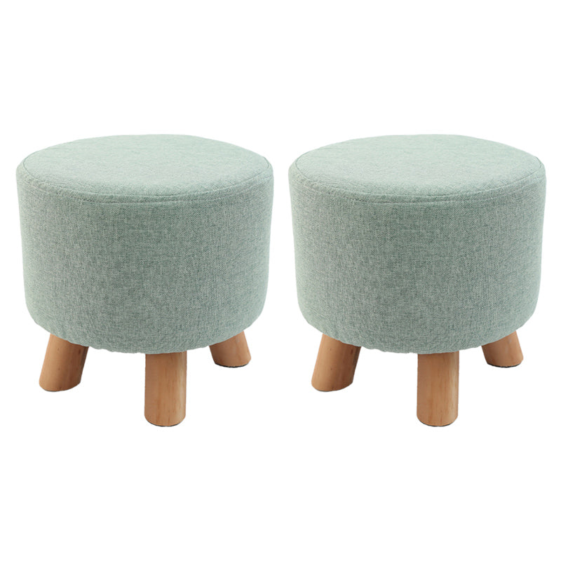 Trendy Cotton Blend Ottoman Plain Round Indoor Footstool Ottoman Green 2 Piece Set Clearhalo 'furn' 'furn_ottomans_poufs' 'Furniture' 'Living Room Furniture' 'Ottomans & Poufs' 'ottomans_poufs' 5635285