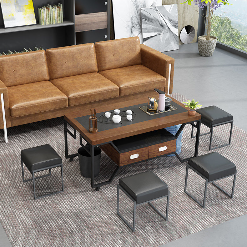 Ottoman moderno in pelle finta colore puro sedia rettangolo impermeabile