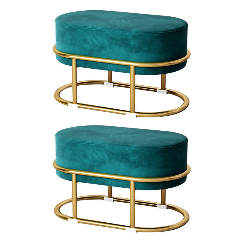 Glam Velvet Boucle Pouf Plain Oval Metal Frame Tear Resistant Ottoman Footrest Blackish Green 2 Piece Set Clearhalo 'furn' 'furn_ottomans_poufs' 'Furniture' 'Living Room Furniture' 'Ottomans & Poufs' 'ottomans_poufs' 5635379