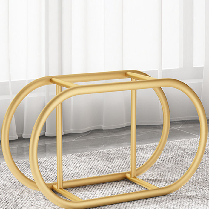 Glam Velvet Boucle Pouf Plain Oval Metal Frame Tear Resistant Ottoman Footrest Clearhalo 'furn' 'furn_ottomans_poufs' 'Furniture' 'Living Room Furniture' 'Ottomans & Poufs' 'ottomans_poufs' 5635387