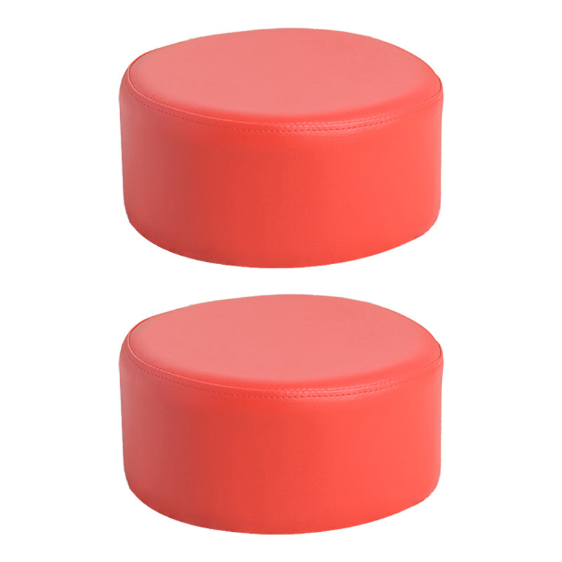 Pink Water Resistant Standard Round Solid Color PVC Modern Pouf