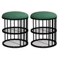 Industrial Cylinder Shape Ottoman Plain Velvet Metal Frame Shelved Storage Pouf Green-Black 2 Piece Set Clearhalo 'furn' 'furn_ottomans_poufs' 'Furniture' 'Living Room Furniture' 'Ottomans & Poufs' 'ottomans_poufs' 5635429