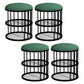 Industrial Cylinder Shape Ottoman Plain Velvet Metal Frame Shelved Storage Pouf Green-Black 4 Piece Set Clearhalo 'furn' 'furn_ottomans_poufs' 'Furniture' 'Living Room Furniture' 'Ottomans & Poufs' 'ottomans_poufs' 5635431