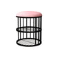 Industrial Cylinder Shape Ottoman Plain Velvet Metal Frame Shelved Storage Pouf Pink Black 1 Piece Clearhalo 'furn' 'furn_ottomans_poufs' 'Furniture' 'Living Room Furniture' 'Ottomans & Poufs' 'ottomans_poufs' 5635434