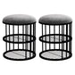 Industrial Cylinder Shape Ottoman Plain Velvet Metal Frame Shelved Storage Pouf Light Gray-Black 2 Piece Set Clearhalo 'furn' 'furn_ottomans_poufs' 'Furniture' 'Living Room Furniture' 'Ottomans & Poufs' 'ottomans_poufs' 5635442