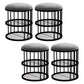 Industrial Cylinder Shape Ottoman Plain Velvet Metal Frame Shelved Storage Pouf Light Gray-Black 4 Piece Set Clearhalo 'furn' 'furn_ottomans_poufs' 'Furniture' 'Living Room Furniture' 'Ottomans & Poufs' 'ottomans_poufs' 5635444