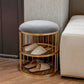 Industrial Cylinder Shape Ottoman Plain Velvet Metal Frame Shelved Storage Pouf Clearhalo 'furn' 'furn_ottomans_poufs' 'Furniture' 'Living Room Furniture' 'Ottomans & Poufs' 'ottomans_poufs' 5635445