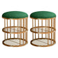 Industrial Cylinder Shape Ottoman Plain Velvet Metal Frame Shelved Storage Pouf Green Gold 2 Piece Set Clearhalo 'furn' 'furn_ottomans_poufs' 'Furniture' 'Living Room Furniture' 'Ottomans & Poufs' 'ottomans_poufs' 5635446
