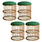 Industrial Cylinder Shape Ottoman Plain Velvet Metal Frame Shelved Storage Pouf Green Gold 4 Piece Set Clearhalo 'furn' 'furn_ottomans_poufs' 'Furniture' 'Living Room Furniture' 'Ottomans & Poufs' 'ottomans_poufs' 5635447