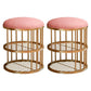 Industrial Cylinder Shape Ottoman Plain Velvet Metal Frame Shelved Storage Pouf Pink Gold 2 Piece Set Clearhalo 'furn' 'furn_ottomans_poufs' 'Furniture' 'Living Room Furniture' 'Ottomans & Poufs' 'ottomans_poufs' 5635448