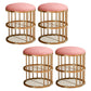 Industrial Cylinder Shape Ottoman Plain Velvet Metal Frame Shelved Storage Pouf Pink Gold 4 Piece Set Clearhalo 'furn' 'furn_ottomans_poufs' 'Furniture' 'Living Room Furniture' 'Ottomans & Poufs' 'ottomans_poufs' 5635449