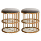 Industrial Cylinder Shape Ottoman Plain Velvet Metal Frame Shelved Storage Pouf Gray-Gold 2 Piece Set Clearhalo 'furn' 'furn_ottomans_poufs' 'Furniture' 'Living Room Furniture' 'Ottomans & Poufs' 'ottomans_poufs' 5635450