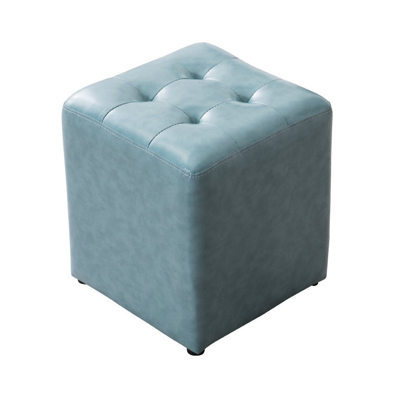 Water Resistant Cube Ottoman Square Mid-Century Modern Genuine Leather Ottoman