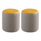 Modern Contrast Color Boucle Pouf Cylinder Shape Cotton Scratch Fool Stool Ottoman 14"L x 14"W x 15"H Yellow 2 Piece Set Clearhalo 'furn' 'furn_ottomans_poufs' 'Furniture' 'Living Room Furniture' 'Ottomans & Poufs' 'ottomans_poufs' 5635609