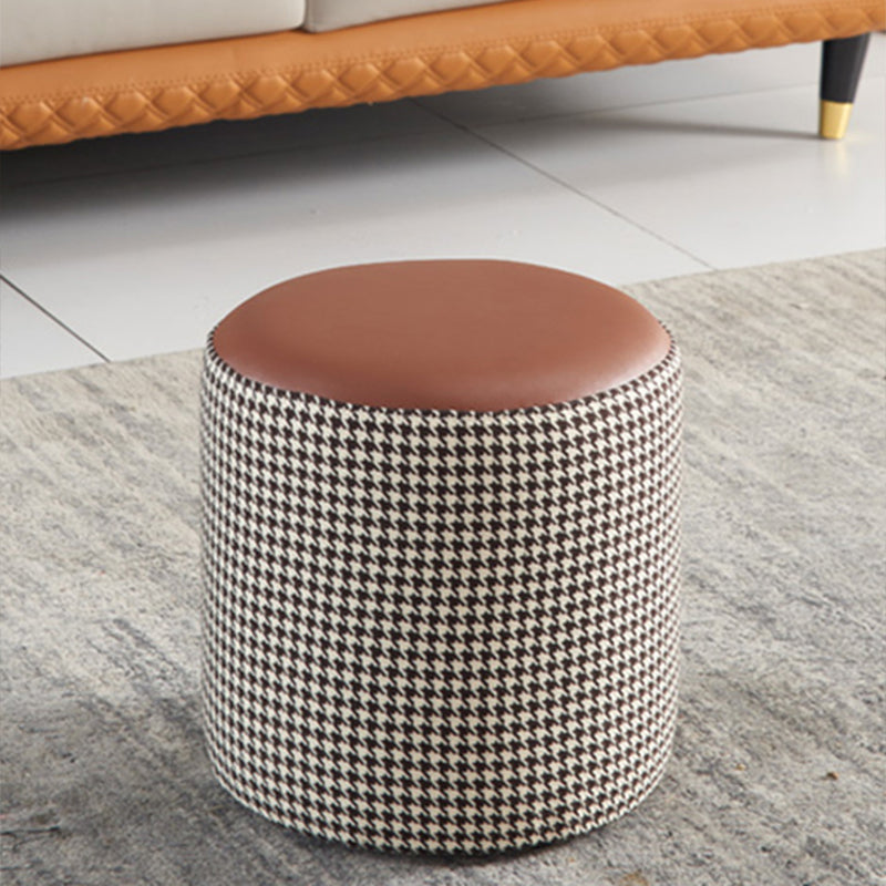 Modern Contrast Color Boucle Pouf Cylinder Shape Cotton Scratch Fool Stool Ottoman 12"L x 12"W x 12.5"H Coffee 1 Piece Clearhalo 'furn' 'furn_ottomans_poufs' 'Furniture' 'Living Room Furniture' 'Ottomans & Poufs' 'ottomans_poufs' 5635611