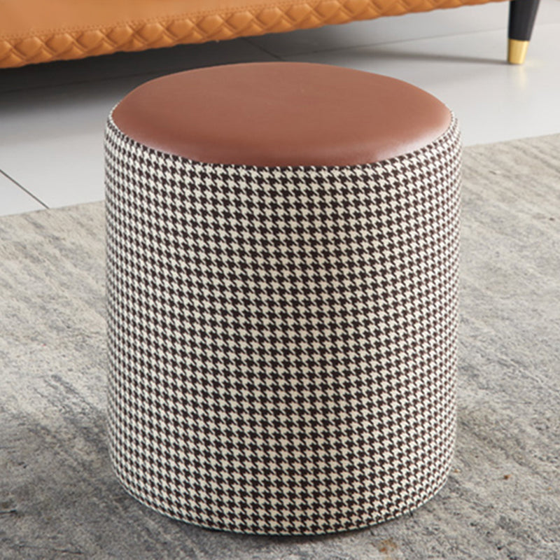 Modern Contrast Color Boucle Pouf Cylinder Shape Cotton Scratch Fool Stool Ottoman 14"L x 14"W x 15"H Coffee 1 Piece Clearhalo 'furn' 'furn_ottomans_poufs' 'Furniture' 'Living Room Furniture' 'Ottomans & Poufs' 'ottomans_poufs' 5635614