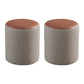 Modern Contrast Color Boucle Pouf Cylinder Shape Cotton Scratch Fool Stool Ottoman 14"L x 14"W x 15"H Coffee 2 Piece Set Clearhalo 'furn' 'furn_ottomans_poufs' 'Furniture' 'Living Room Furniture' 'Ottomans & Poufs' 'ottomans_poufs' 5635615