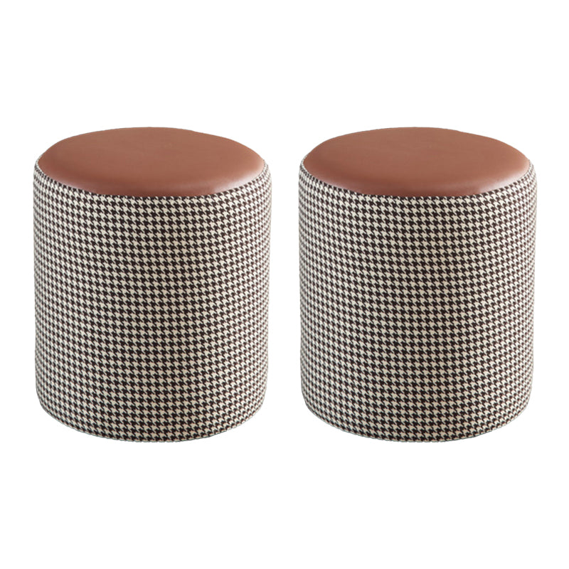 Modern Contrast Color Boucle Pouf Cylinder Shape Cotton Scratch Fool Stool Ottoman 14"L x 14"W x 15"H Coffee 2 Piece Set Clearhalo 'furn' 'furn_ottomans_poufs' 'Furniture' 'Living Room Furniture' 'Ottomans & Poufs' 'ottomans_poufs' 5635615