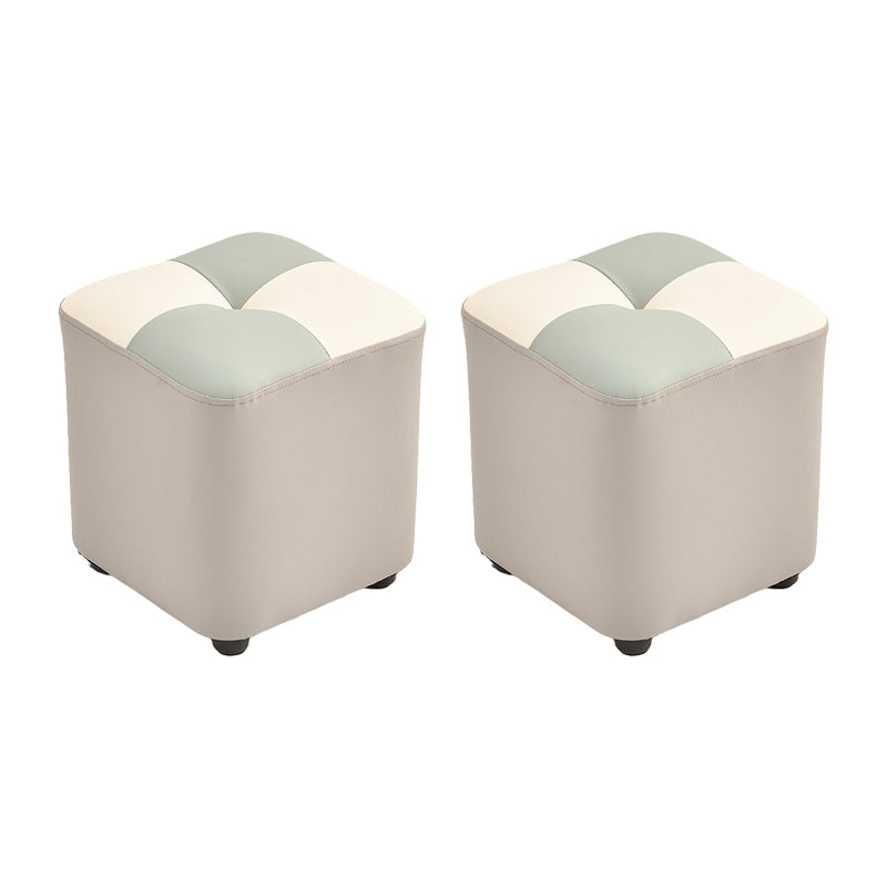 Blocco a colori in pelle finta moderna Blocco trapuntato sedia quadrata ottomana