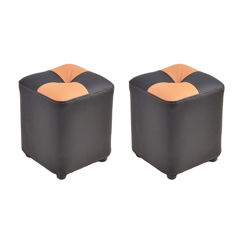 Blocco a colori in pelle finta moderna Blocco trapuntato sedia quadrata ottomana