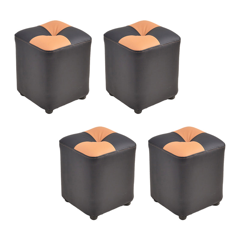 Blocco a colori in pelle finta moderna Blocco trapuntato sedia quadrata ottomana