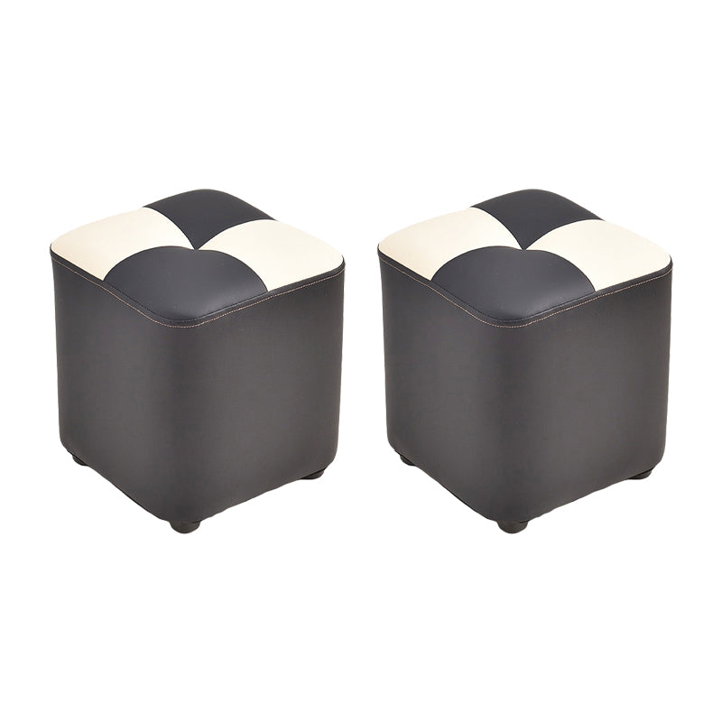Blocco a colori in pelle finta moderna Blocco trapuntato sedia quadrata ottomana