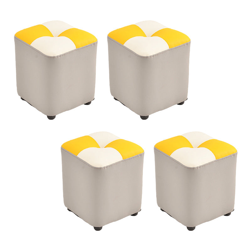 Blocco a colori in pelle finta moderna Blocco trapuntato sedia quadrata ottomana