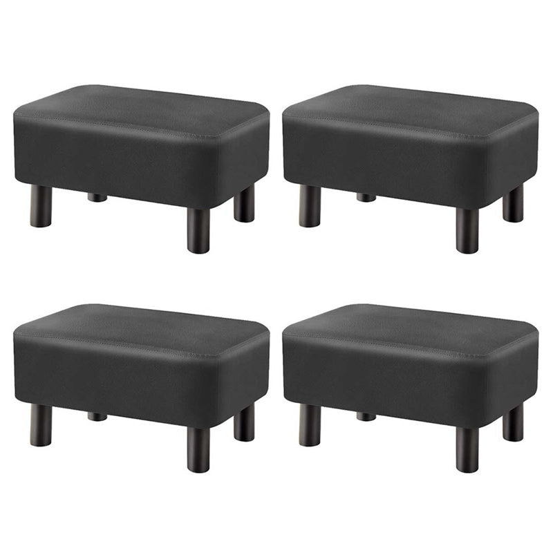 Contemporary Ottoman Solid Color Water Resistant Leather Rectangle Footstool Ottoman 16"L x 11"W x 9"H Black 4 Piece Set Clearhalo 'furn' 'furn_ottomans_poufs' 'Furniture' 'Living Room Furniture' 'Ottomans & Poufs' 'ottomans_poufs' 5635709