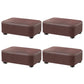 Contemporary Ottoman Solid Color Water Resistant Leather Rectangle Footstool Ottoman 16"L x 11"W x 7"H Brown 4 Piece Set Clearhalo 'furn' 'furn_ottomans_poufs' 'Furniture' 'Living Room Furniture' 'Ottomans & Poufs' 'ottomans_poufs' 5635715