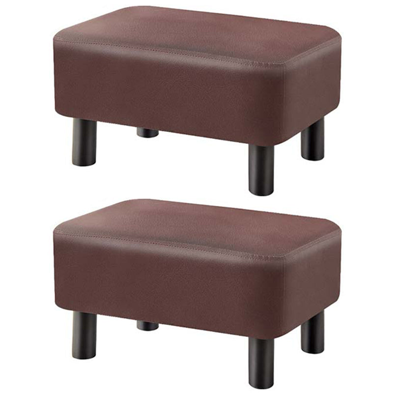 Contemporary Ottoman Solid Color Water Resistant Leather Rectangle Footstool Ottoman 16"L x 11"W x 9"H Brown 2 Piece Set Clearhalo 'furn' 'furn_ottomans_poufs' 'Furniture' 'Living Room Furniture' 'Ottomans & Poufs' 'ottomans_poufs' 5635717