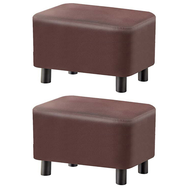 Contemporary Ottoman Solid Color Water Resistant Leather Rectangle Footstool Ottoman 16"L x 11"W x 11"H Brown 2 Piece Set Clearhalo 'furn' 'furn_ottomans_poufs' 'Furniture' 'Living Room Furniture' 'Ottomans & Poufs' 'ottomans_poufs' 5635720