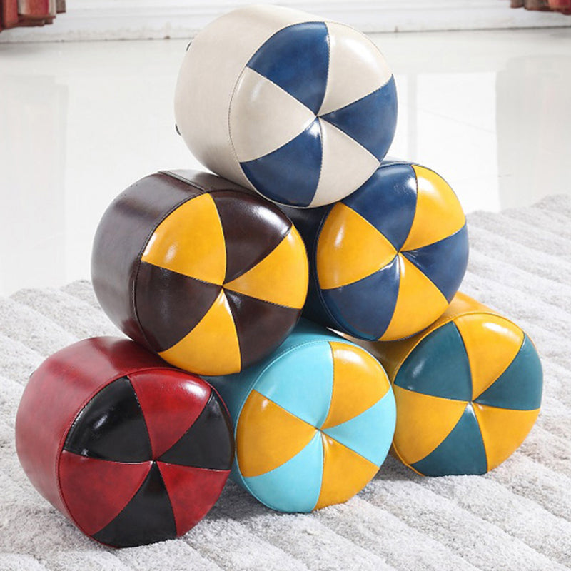 Ottoman rond faux contraste de contraste en cuir contemporain ottoman standard intérieur