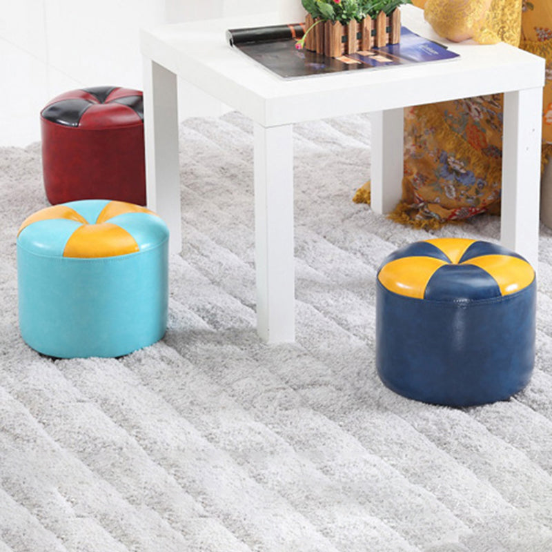Ottoman rond faux contraste de contraste en cuir contemporain ottoman standard intérieur