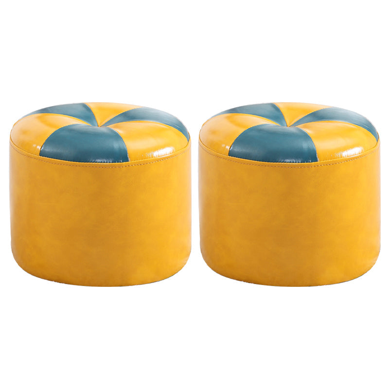 Ottoman rond faux contraste de contraste en cuir contemporain ottoman standard intérieur