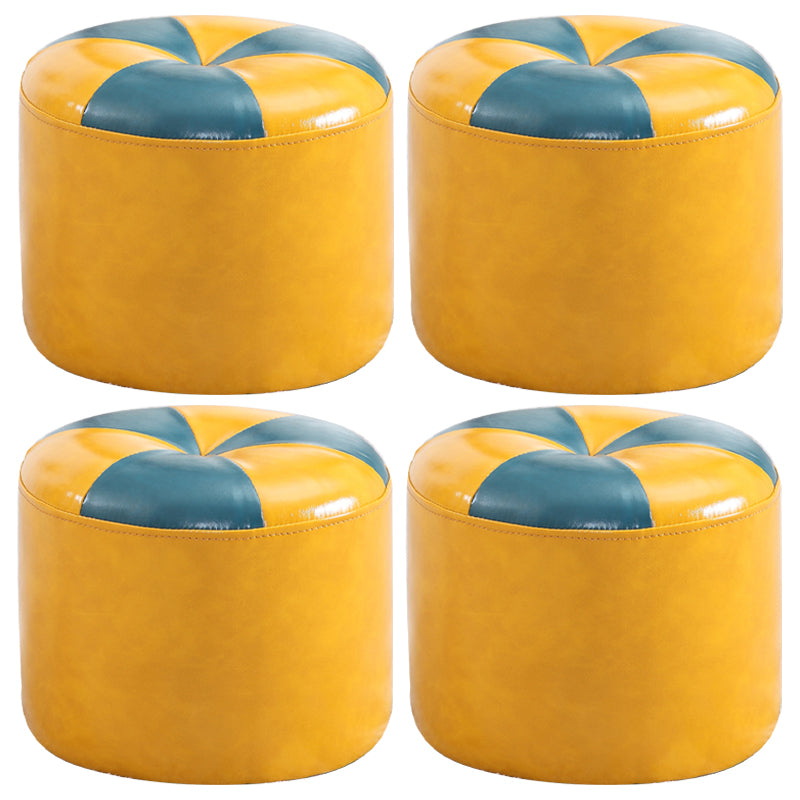 Ottoman rond faux contraste de contraste en cuir contemporain ottoman standard intérieur