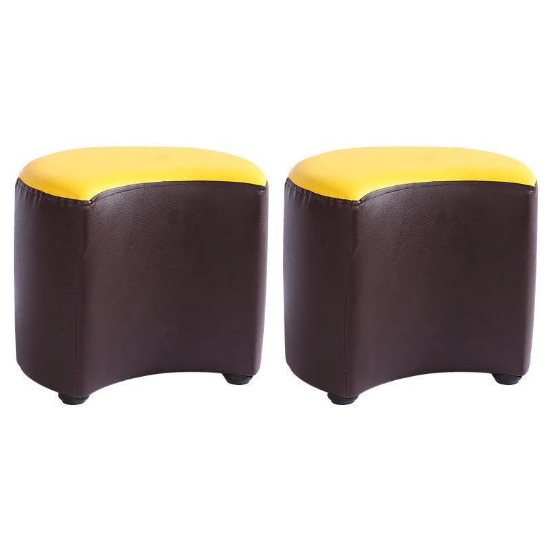 Modern Specialty Target Pouf Plain PU Leather Water Resistant Ottoman Taverna Black-Yellow 2 Piece Set Clearhalo 'furn' 'furn_ottomans_poufs' 'Furniture' 'Living Room Furniture' 'Ottomans & Poufs' 'ottomans_poufs' 5635770
