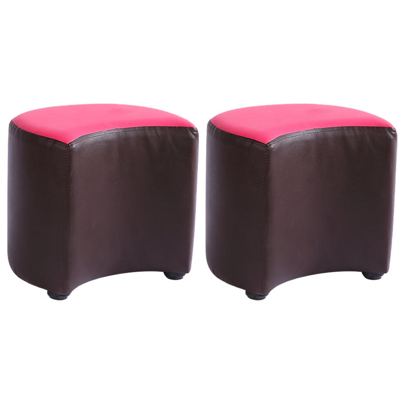 Modern Specialty Target Pouf Plain PU Leather Water Resistant Ottoman Taverna Black-Pink 2 Piece Set Clearhalo 'furn' 'furn_ottomans_poufs' 'Furniture' 'Living Room Furniture' 'Ottomans & Poufs' 'ottomans_poufs' 5635787