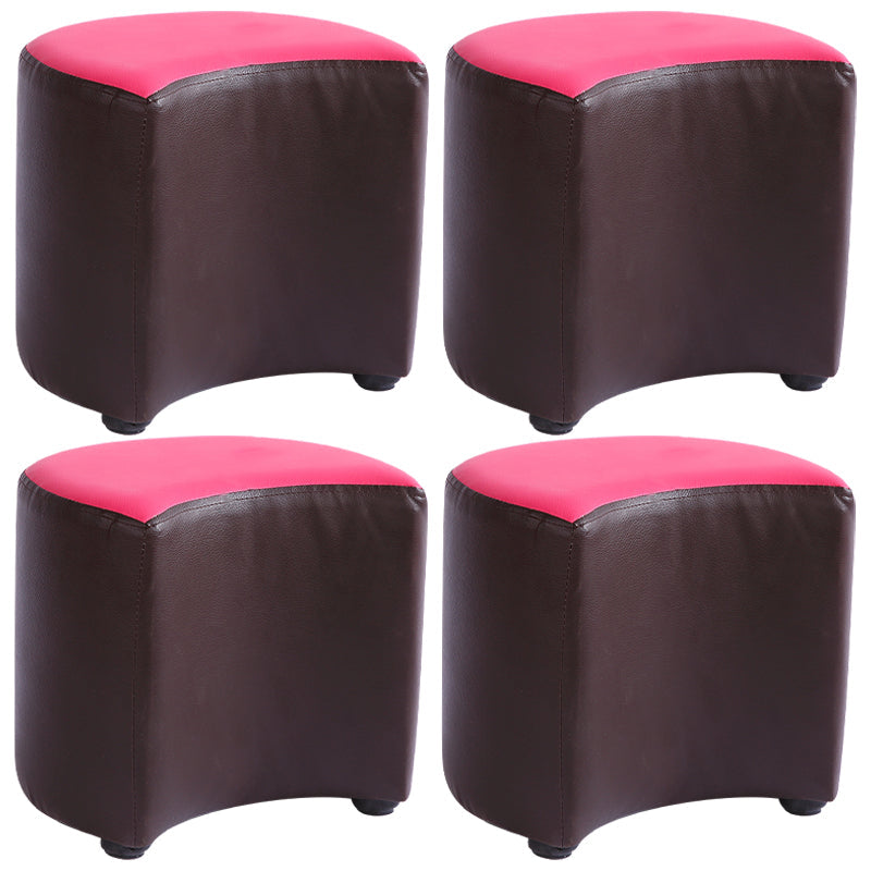 Modern Specialty Target Pouf Plain PU Leather Water Resistant Ottoman Taverna Black-Pink 4 Piece Set Clearhalo 'furn' 'furn_ottomans_poufs' 'Furniture' 'Living Room Furniture' 'Ottomans & Poufs' 'ottomans_poufs' 5635788