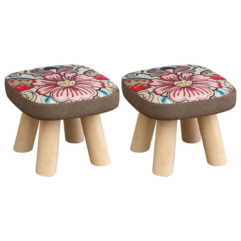 Linen Ottoman Animal Print with Four Legs Scratch Resistant Modern Square Cube Ottoman