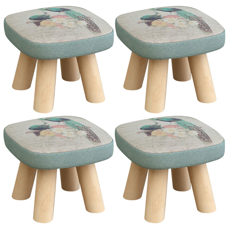 Linen Ottoman Animal Print with Four Legs Scratch Resistant Modern Square Cube Ottoman