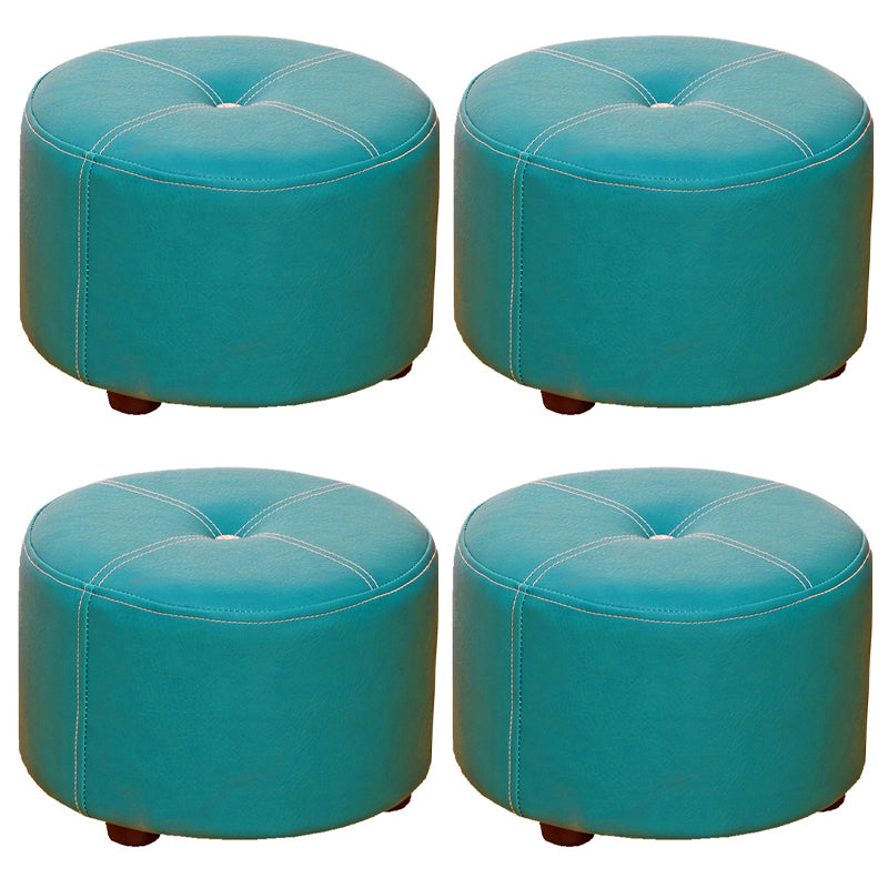 Pure Color Stain Resistant Standard Round Modern Yellow for Living Room 12"L x 12"W x 9"H Peacock Blue 4 Piece Set Clearhalo 'furn' 'furn_ottomans_poufs' 'Furniture' 'Living Room Furniture' 'Ottomans & Poufs' 'ottomans_poufs' 5635843